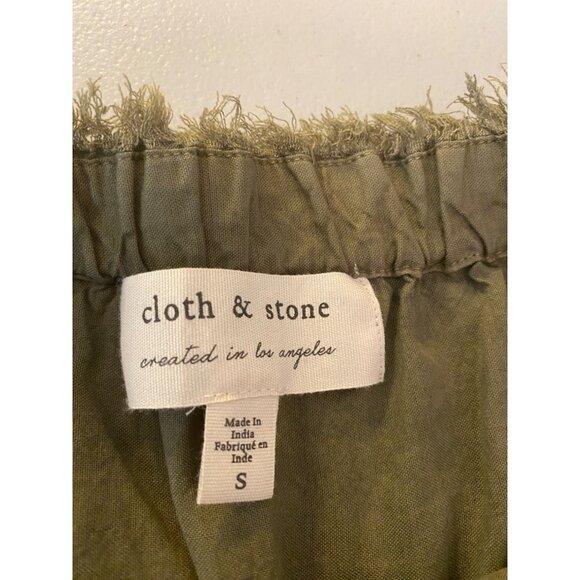 Cloth & Stone Strapless Olive Green Tencel Jumpsuit w/ Belt & Pockets Small - Picture 4 of 13